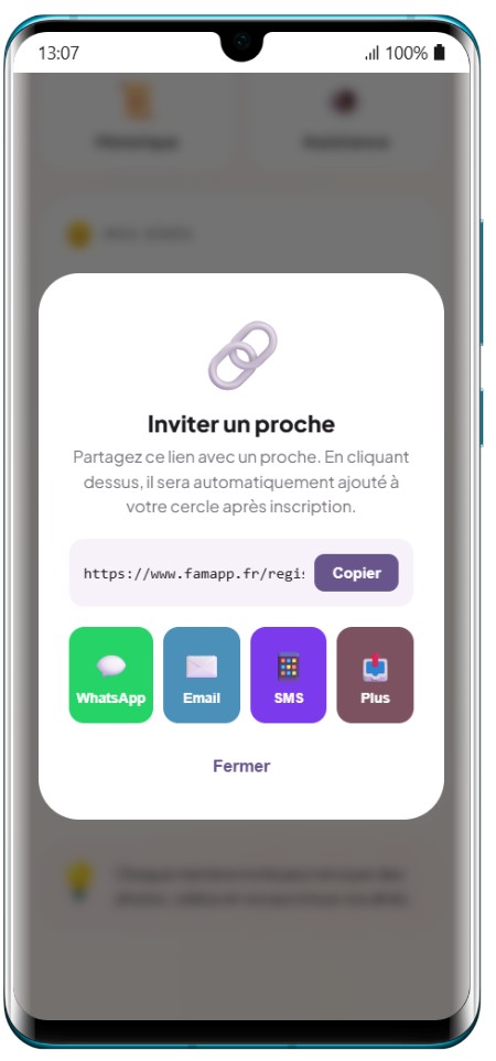 ✉️ Invitez en 1 tap