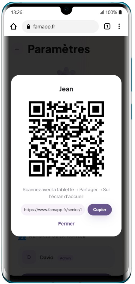 📱 QR code pour la tablette