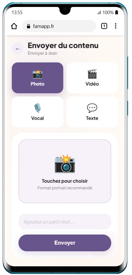 📤 Envoi en 2 taps
